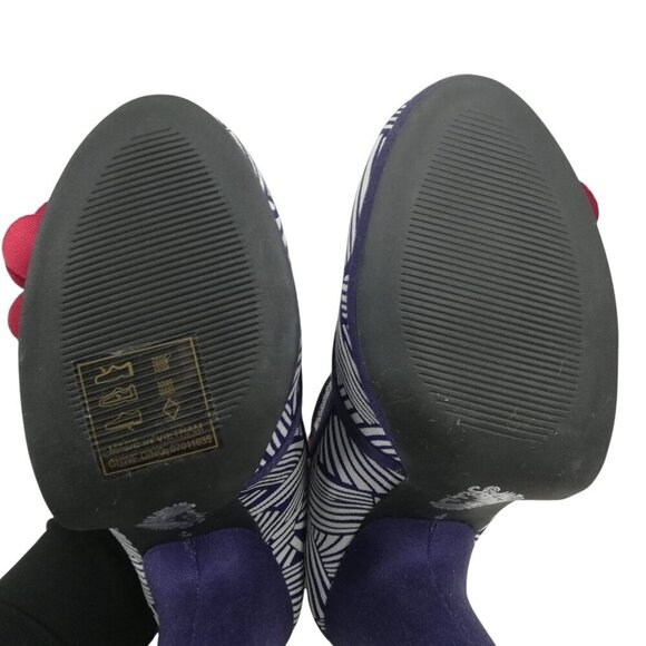 Ruby Shoo Mary Jane Heel Shoes Size EU 38 US 7 Red Flower Retro Geometric - Picture 6 of 12